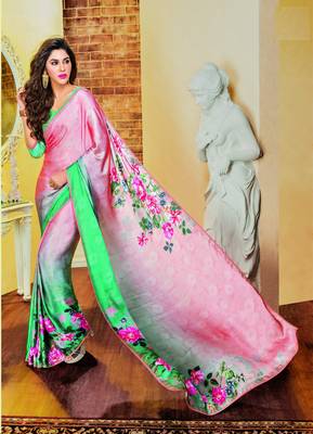 Multicolor Printed Crepe Saree With Blouse 1