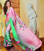 Multicolor Printed Crepe Saree With Blouse