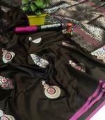 Coffee woven kanchipuram silk saree with blouse