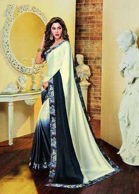 Multicolor Printed Crepe Saree With Blouse 1