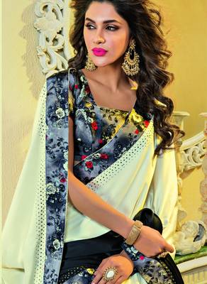 Multicolor Printed Crepe Saree With Blouse 2