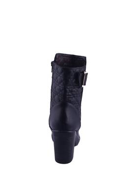 Women black  block zipper  heel Boots 4