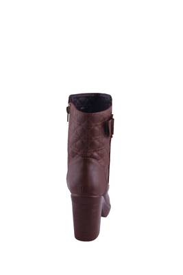 Women brown  block zipper  heel Boots 4