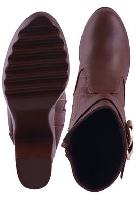 Women brown  block zipper  heel Boots 5
