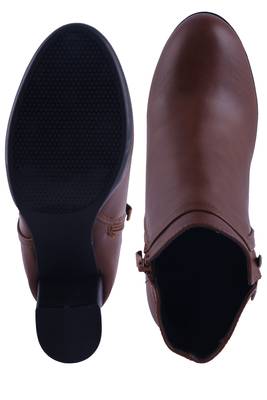 Women  Brown  block zipper  heel  Boots 5