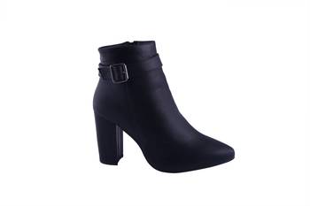 Women  Black  block zipper  heel Boots 2