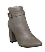 Women  Grey  ankle zipper  block heel Boots