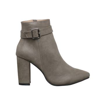 Women  Grey  ankle zipper  block heel Boots 2