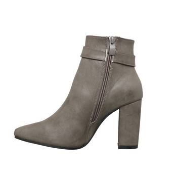 Women  Grey  ankle zipper  block heel Boots 3