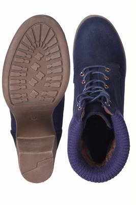 Women Navy lace up  Boots 5