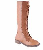 Women Beige Synthetic lace up  Boots