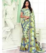 Multicolor Printed Crepe Saree With Blouse