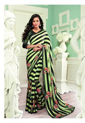 Multicolor Printed Crepe Saree With Blouse 1