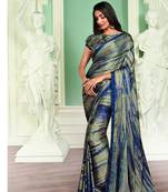 Multicolor Printed Crepe Saree With Blouse