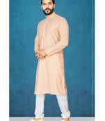Orange plain cotton poly kurta-pajama