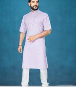 Purple plain cotton poly kurta-pajama