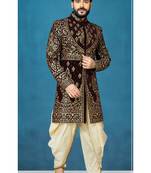 Brown woven velvet indo-western-dresses