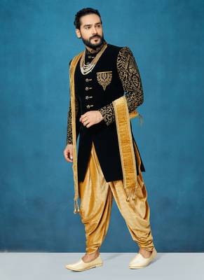 Black woven velvet indo-western-dresses 1