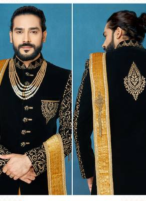 Black woven velvet indo-western-dresses 2
