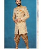 Orange woven jacquard indo-western-dresses