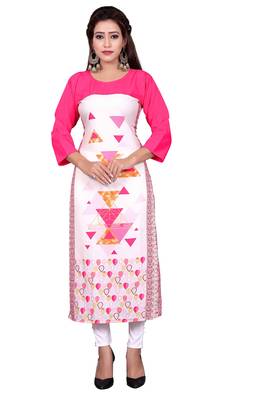 Pink printed crepe ethnic-kurtis 1
