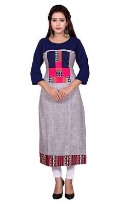 Grey printed crepe ethnic-kurtis 1