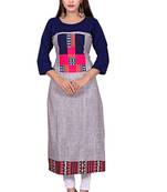 Grey printed crepe ethnic-kurtis