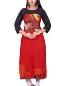 Red printed crepe ethnic-kurtis