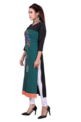 Olive printed crepe ethnic-kurtis 2