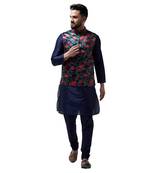 Blue Plain Dupion Silk Kurta Pajama