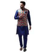 Blue Plain Dupion Silk Kurta Pajama
