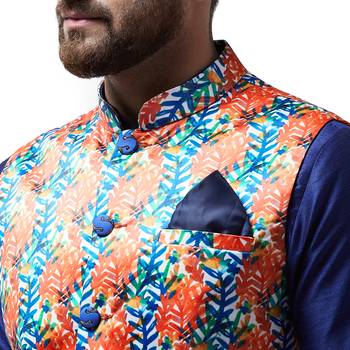 Blue Plain Dupion Silk Kurta Pajama 5