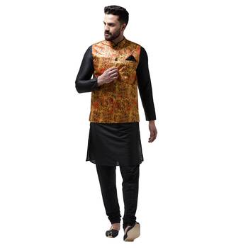 Black Plain Dupion Silk Kurta Pajama 1