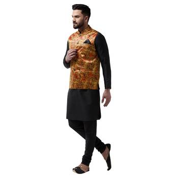 Black Plain Dupion Silk Kurta Pajama 2