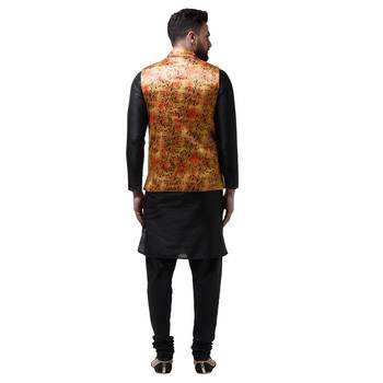 Black Plain Dupion Silk Kurta Pajama 3