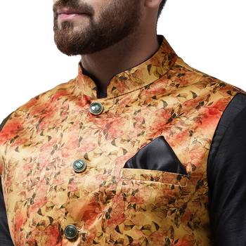Black Plain Dupion Silk Kurta Pajama 5