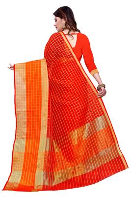 Red Plain Manipuri Silk Saree With Blouse 3