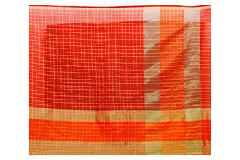 Red Plain Manipuri Silk Saree With Blouse 4