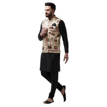 Black Plain Dupion Silk Kurta Pajama 2