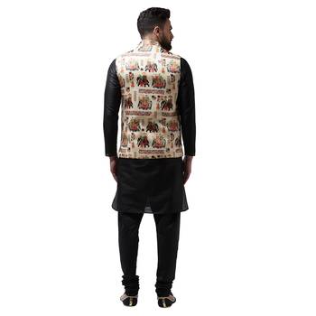 Black Plain Dupion Silk Kurta Pajama 3
