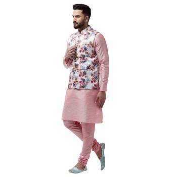 Pink Plain Dupion Silk Kurta Pajama 2