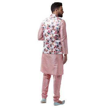 Pink Plain Dupion Silk Kurta Pajama 3