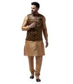 Gold Plain Dupion Silk Kurta Pajama