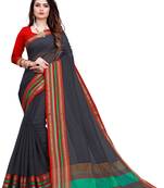 Black plain manipuri silk saree with blouse