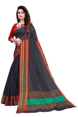 Black plain manipuri silk saree with blouse 2