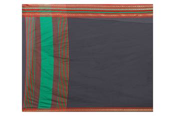 Black plain manipuri silk saree with blouse 4