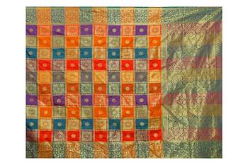 Orange woven silk blend saree with blouse 5