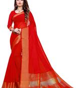 Red Plain Manipuri Silk Saree With Blouse