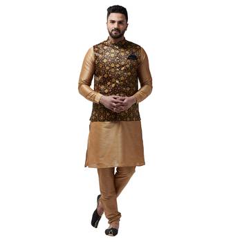 Black Printed Satin Nehru Jacket 5