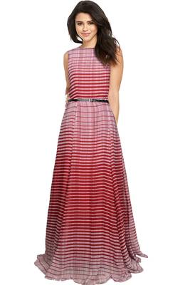 Maroon printed georgette maxi-dresses 1